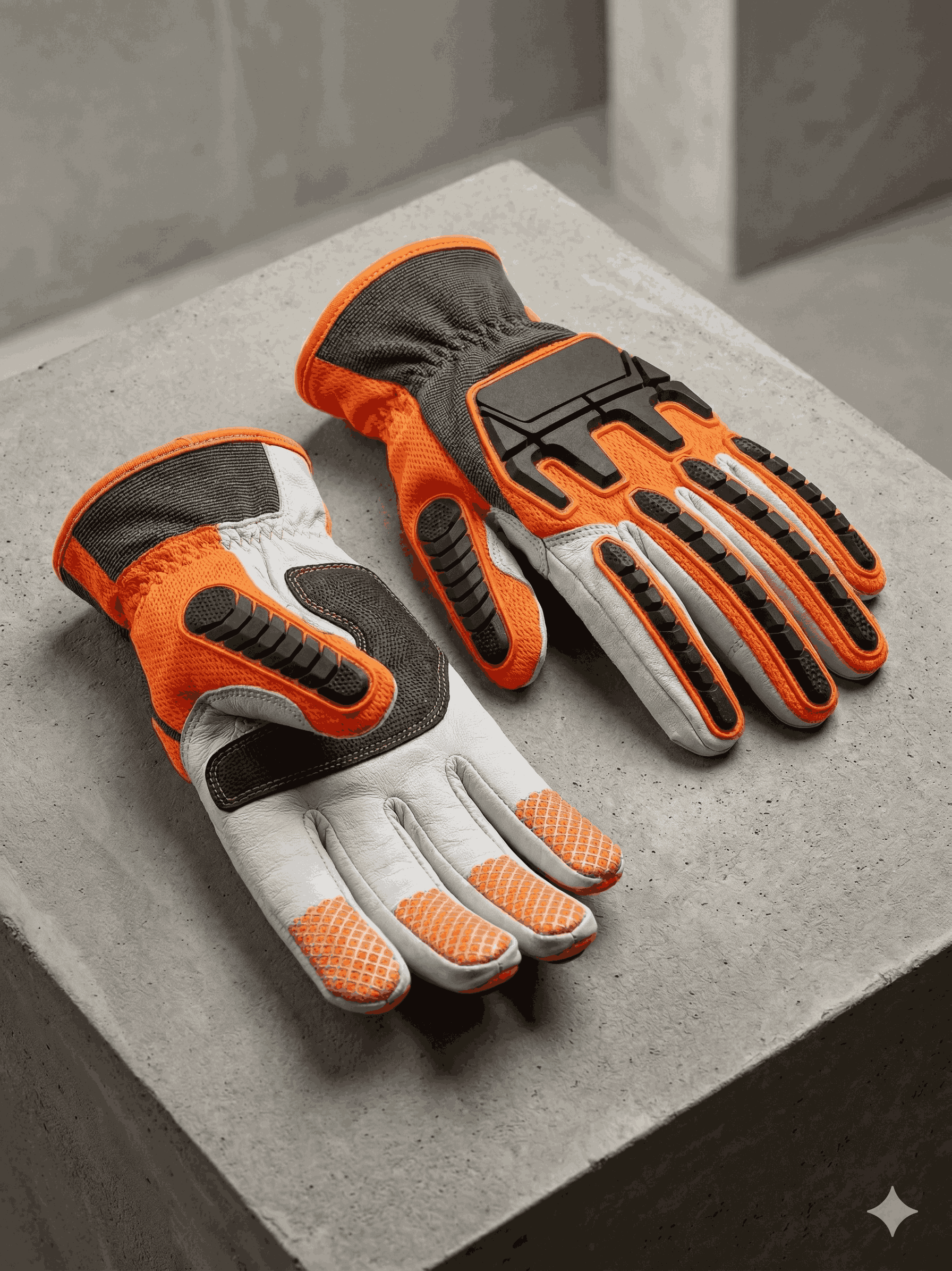 Black and orange mech gloves View 3